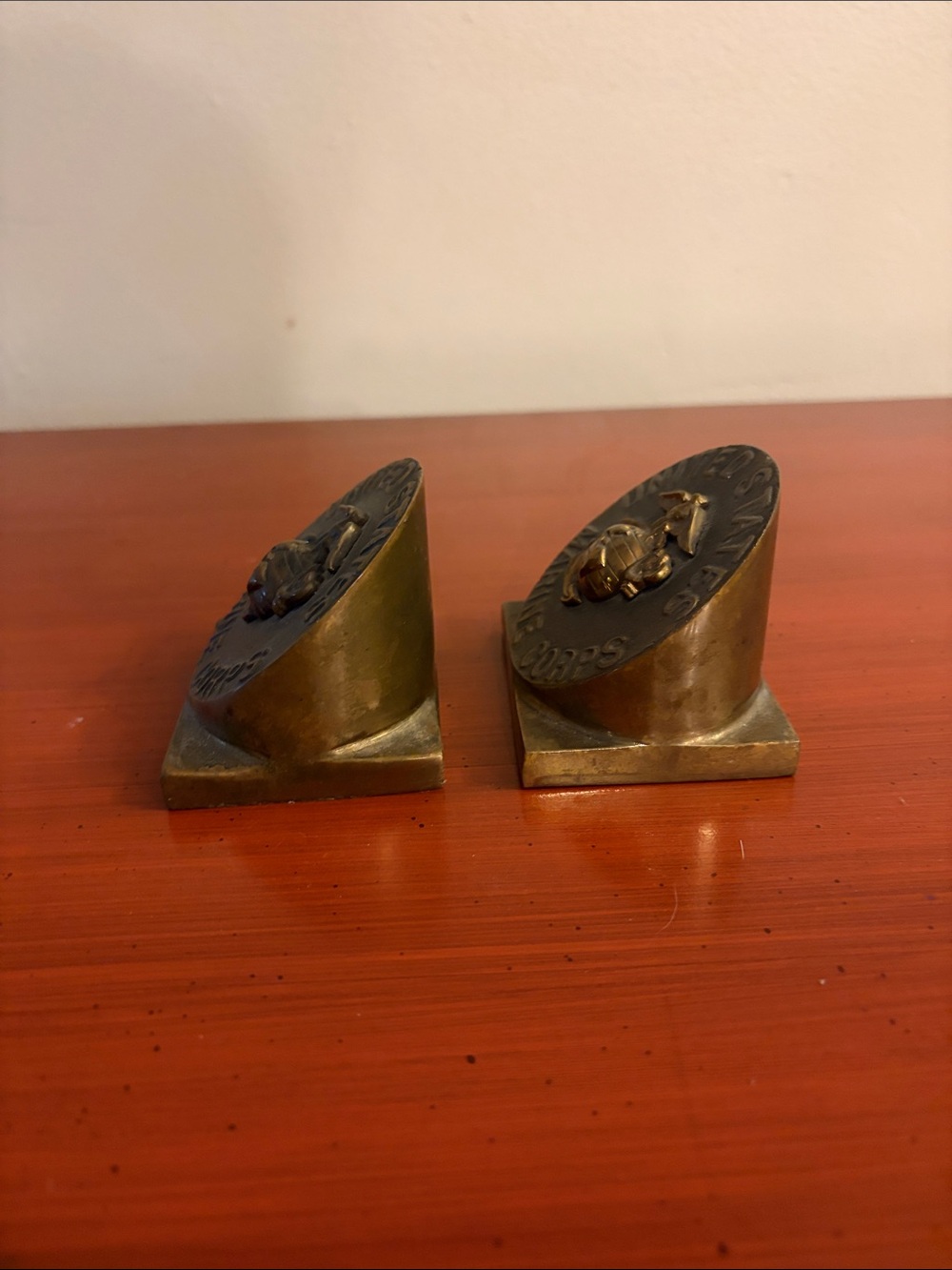 Pair of Vintage Brass United States Marine Corps Paperweights/Book Ends - Picture 4 of 4